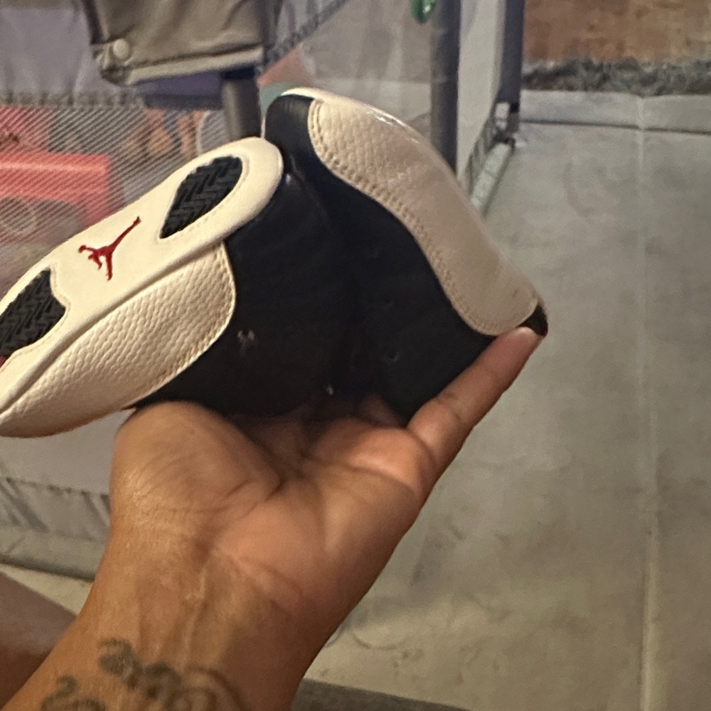 Kids Black and White Jordan retro 12s Shoes